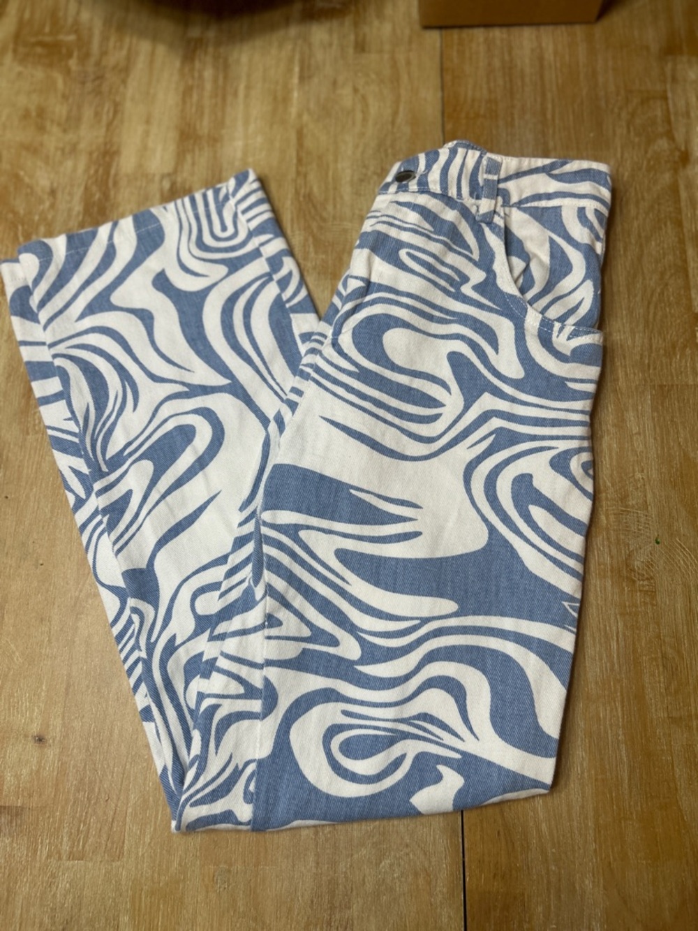 Blue & White Swirl Print Pants